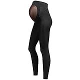 Herzmutter mallas de maternidad - Leggings de maternidad - 80 DEN - Calzas de maternidad de algodón - Leggings para futura mamá - Pantalones de maternidad mate – Negro – 1400 (M-L, Negro, 1x)