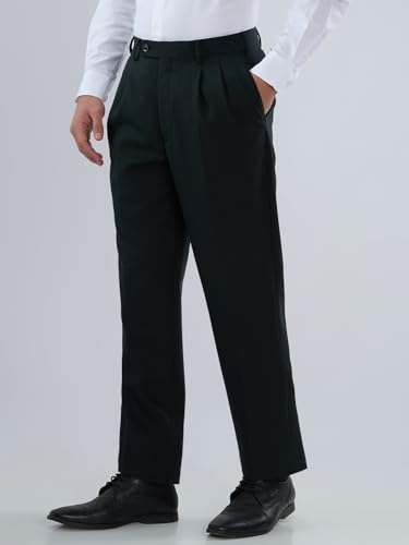 Image of Park Avenue Men Comfort Fit Solid Pattern Poly Wool Blend Double Pleat Formal Trouser