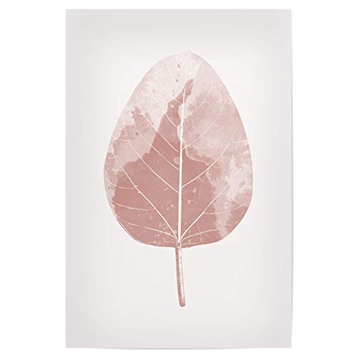artboxONE Poster 30x20 cm Bild Wohnzimmer Natur Watercolour Leaf in Blush - Bild Leaf Leaves Nature
