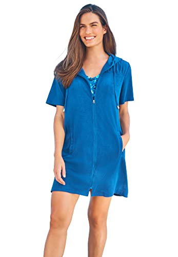 Swim 365 Women's Plus Size Hooded Terry Swim Cover Up