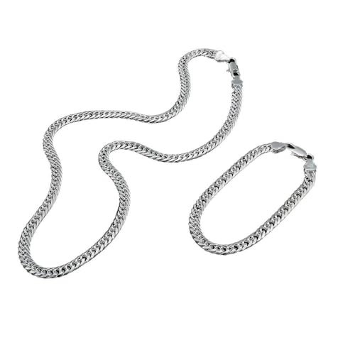 DAXWEV Collar Y Pulsera De Titanio De Con Eslabones De Titanio Sólido,Conjunto De Pulsera Y Collar De Cadena
