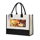 JBYJBX Bolsa de lona con estampado de hamburguesas y patas de pollo, regalo para mujeres, ecológica, para oficina, compras, playa, viajes