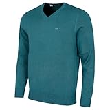 Calvin Klein Herren V-Ausschnitt Soft Cotton Pullover - Petrolblau - XL