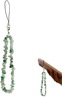 Ryoizen Beaded Phone Charm Colourful Natural Stone Crystal Lanyard Wrist Strap Handmade Phone Chain Acrylic Phone Strap Hanging String Anti-Lost Key Chain Wristlet Bracelet for Women Girl