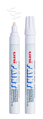 Uni-Ball Uni Paint PX-20 Oil-Based Paint Markers, Medium Line (1.8-2.2mm), White, 2 Count