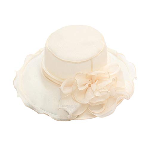 Confezione: 1 Cappello Per PC generico Cappello da Donna da Cerimonia, Cappello da Donna, Cappello da Festa, Cappellino da Baseball a Larga con fascinatore Cappello Bambina Visiera (Beige, One Size)