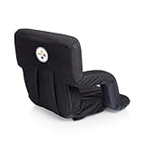 PICNIC TIME Black Pittsburgh Steelers Ventura Seat Portable Recliner Chair