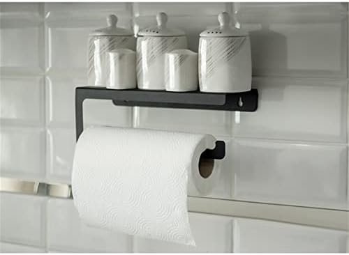 Risingmaber Dekoratif Mat Siyah Metal Baharatlık Raflı Havluluk&Havlu Tutucu&Kağıt Havluluk MT45S