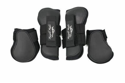 Horse Tendon Boots and Fetlock Bell Boots Pack (Black)