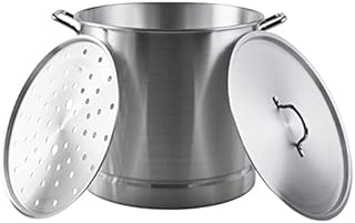 IMUSA USA 24 Quart Alumimun Steamer Pot with Steaming Rack and Lid for Tamales, Seafood Boils, Silver