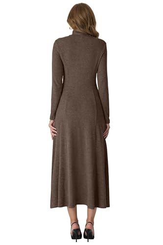 GRECERELLE Women's 2025 Fall Winter Casual Mock Neck Long Sleeve Flared Maxi Sweater Dress with Pockets (XS - 3XL)