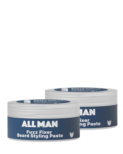 Image of ALL MAN Fuzz Fixer Beard Styling Paste, Strong Hold Cream Wax, With Mango Butter & Milk Protein for Strong Hair | Pack of 2 | 100g