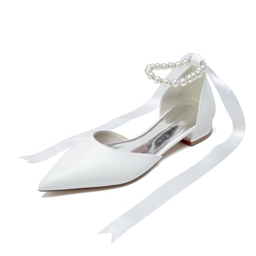 Chaussures plates de mariée à perles idéales pour mariage en extérieur