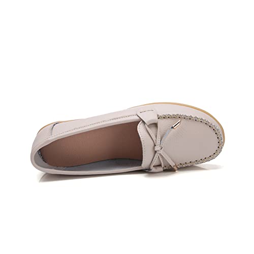 Image of Momuk Women's Penny Loafers Leather Driving Moccasins Slip On Boat Shoes Fashion Comfort Flats