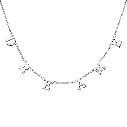 MeMoShe Kette mit Buchstabe,Buchstabenketten, Personalisiert Namenskette Gold/Silber/Rose, Kette mit Namen Buchstaben, Personalisierte Schmuck, Personalisiert Geschenk für Mutter,Tochter,Paar (Stil 7) Cover