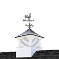 30" Square Coventry Vinyl Cupola with Black Aluminum roof and Dark Zinc Aluminum Rooster Weathervane by Good Directions