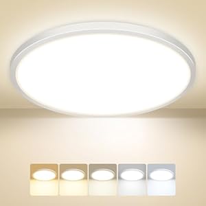 Peasur Deckenlampe LED Deckenleuchte Flach,5Farben-3000/3500/400... Wasserfest Badezimmer Lampe Decke,24W Modern Rund Lampe für bad flur schlafzimmer keller Wohnzimmer Büro,30 * 1.6cm