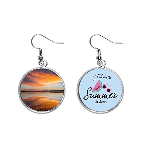 Pendientes de sandía y cielo nube océano accesorio de moda estival para lóbulo