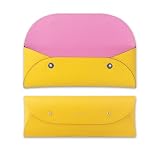 COGURE コグレ ペンケース 筆箱 本革 レザー ギボシ留め シンプル おしゃれ シングルポケット 男女兼用 専用ボックス付き COPEN-X イエロー+ビビットピンク
