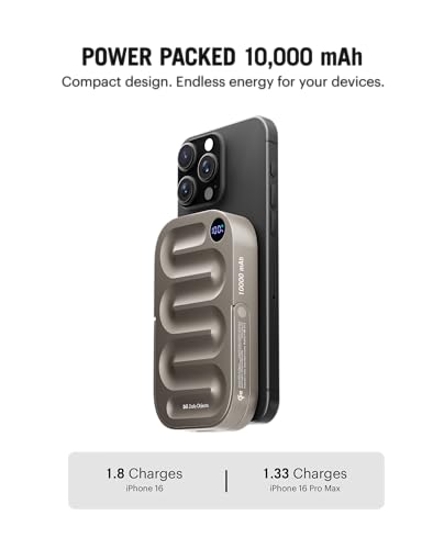 Image of DailyObjects Loop Qi2 Certified 10000Mah Mag-Safe Compatible Aluminium Wireless Power Bank|Fast Charging| Compatible with Samsung /OnePlus /iPhone 12 /13 /14 /15 /16 /Pro Max | Pocket Size - Titanium