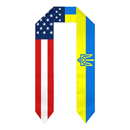 usa american and ukraine graduation stoles graduation sash for Study Aboard International Students length 72in Graduation shawl class of 2023