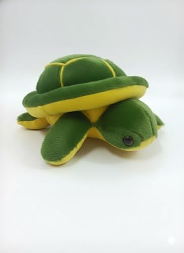 Image of TortoisePlush Sea Turtle Soft Toy, Dark Green and Yellow, 22 cm, Stuffed Animal for Kids, Modern Design, Tortoise Theme, Durable Quality (Dark Green)