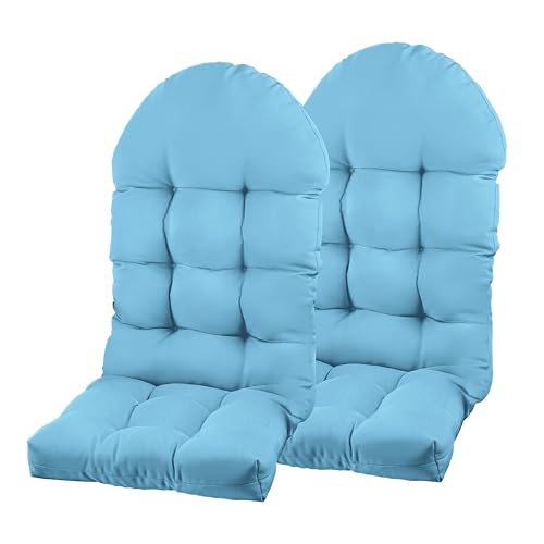 Image of Adirondack Chair Cushion, Rocking Chair Cushion 44x19.4x4 inch, High Back Patio Cushions of Upper and Lower with Ties, Sunscreen and Fade-Resistant (Baltic Sea, 2)
