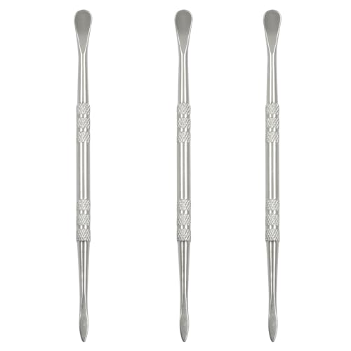 OSVJE 3 Pack Stainless Steel Wax Carving Tools Double-Headed Sculpting Spoon Wax Kit Modeling Tool Set for Carving/Modeling (Silver)