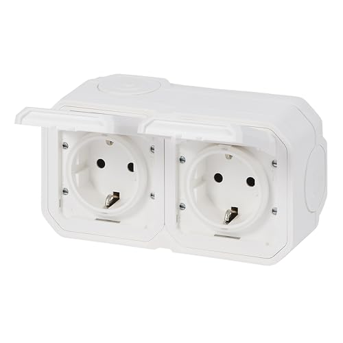 Toma de corriente de superficie Legrand Plexo con dos enchufes Schuko IP44 2