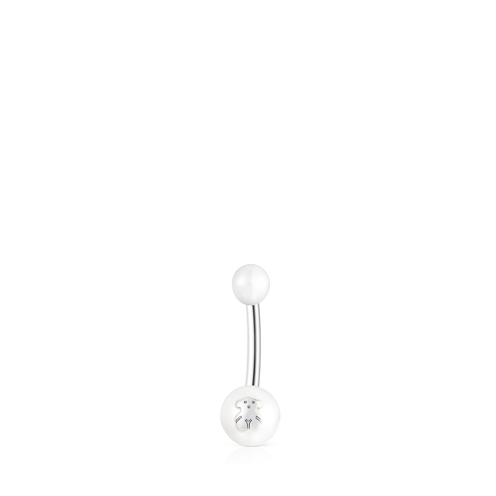 TOUS Piercing de Ombligo de Perla y Acero para Mujer, 10mm de Largo, Realizado en Metal Biocompatible e Hipoalergénico, Colección Pearl