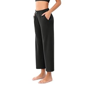 ODODOS Women’s Modal Soft Wide Leg Cropped Pants with Pockets Adjustable Shockcord High Waist Casual Lounge Pants-25 Inseam