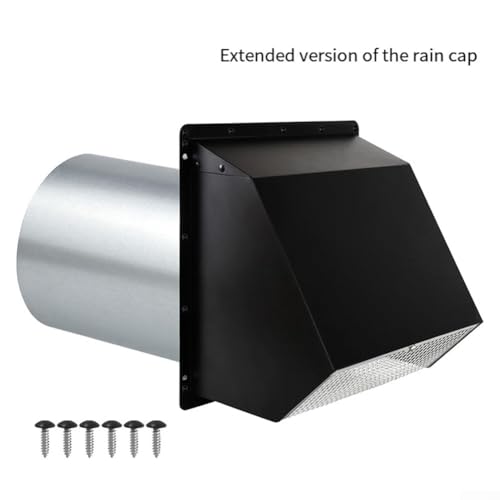 Couvercle d'aération mural noir 15,2 cm en acier galvanisé avec clapet - 3