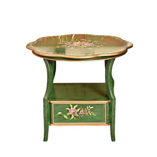 RENEESME Sofa Household Pastoral Drawer Country Solid Wood Sofa Side Table Coffee Leisure Balcony Tea Corner Table Sofas for Living Room