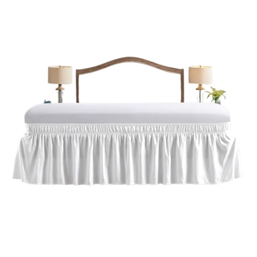 Falda de Cama Falda de Cama elástica con Volantes, Cubierta Suave y cómoda, Resistente a la decoloración, sin Superficie iluminada, Protector(White,Full 137x193cmx38cm)