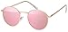 styleBREAKER Sonnenbrille in Panto-Form mit runden Flachgläsern und Metall Bügel, Unisex 09020077, Farbe:Gestell Gold / Glas Pink verspiegelt