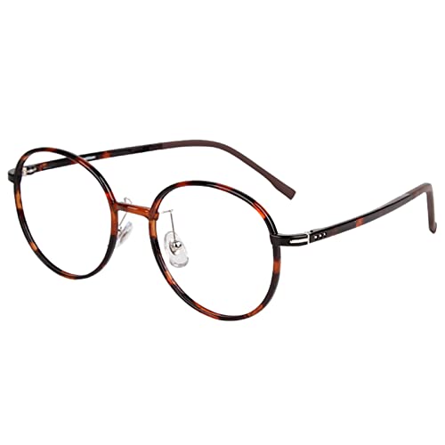 Occhiali da lettura rotondi in metallo, lettori di computer che bloccano la luce blu, occhiali da nerd alla moda (Colore : Nero, Dimensioni : 3.0 x)