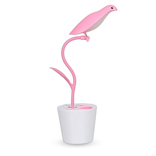 Preisvergleich Produktbild Led Lampe Schreibtisch Kinder,Led Kinderschreibtischlampe Augen Kinderzimmer Led Schreibtischlampe Büro Office Lighting Kinderzimmer Dekoration Lampe Dimmer Led Touch Vogel-Rosa EU22