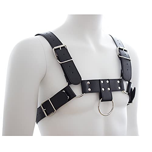 Harness for Man Adjustable Leather Harness Body Chest Half Harness Punk Belt Clubwear Costume4