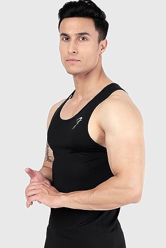 Image of FUAARK Surge Slim Fit Solid Gym Tank Tops for Men
