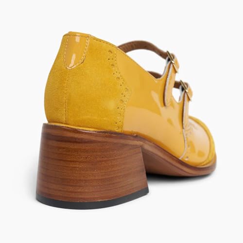 Women’s Double Strap Buckle Mary Jane Stacked Heel Dress Pumps Retro Wingtip Oxford Style Pumps Shoes Closed Round Toe Chunky Heel Shoes for Work Party School3