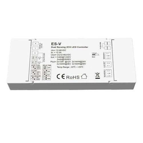 Variateur LED 12-48V ES-V haute précision double canal pour ruban CCT