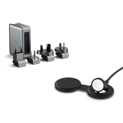 Image of Satechi 145W GaN USB C Charger with 4 Ports & OntheGo 2 in 1 Wireless Charger for MacBook, iPad, iPhone, and Apple Watch