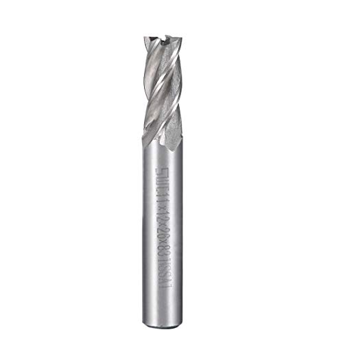 uxcell High Speed Steel HSS-AL 4 Flute Straight End Mill Cutter CNC Router Bits, 11 x 12 x 26mm