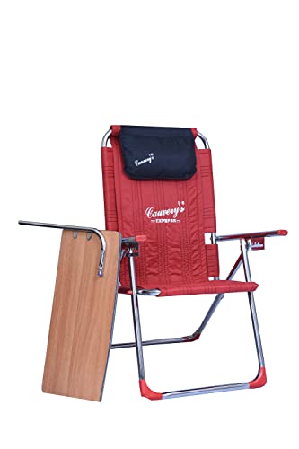 Image of cauvery Folding Study Chair with Cushion & Adjustable Writing Pad - (RED, for All Age) | Wrought Iron