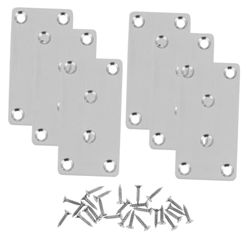 FUNOMOCYA 6 Pack Stainless Steel Brackets Mending Plates for Wood Furniture Straight Metal Brackets