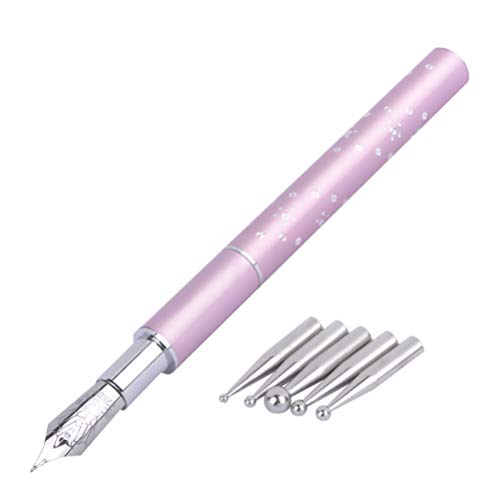 Artibetter Arte de Uñas Pluma de Pintura de Cristal de Diamante Punteado Pluma Estilográfica Bricolaje Herramienta de Manicura de Uñas con Cabeza de Repuesto