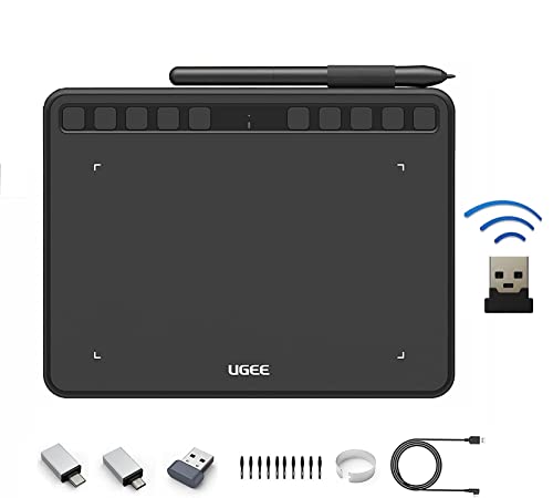 Image of UGEE S640W Wireless Graphic Drawing Pen Tablet (6.3 x 4.2 inch Graphic Tablet with 10 Hotkeys Support Windows, Mac, Linux, Android Mobile, Tilt Pressure 8192 Level Pressure Battery -Free Stylus)