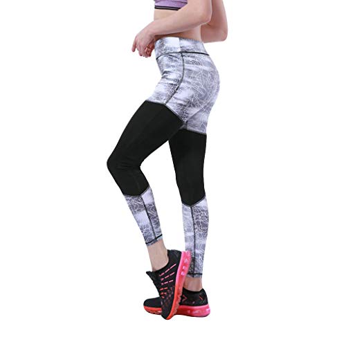 Caerling Women's Digital Print Mesh Splicing Sports Fitness Pants Yoga Pants Yoga Pants Color Blocking Mesh Workout Running Leggings Tights Gray