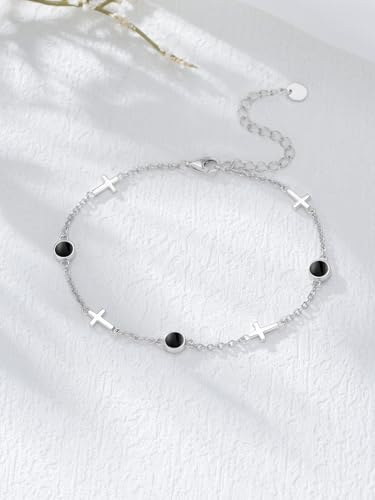 Image of Dorunmo Ankle Bracelet for Women 925 Sterling Silver Natural Stone Bracelet Anklet Summer Beach Jewelry Birthday Gifts for Mom