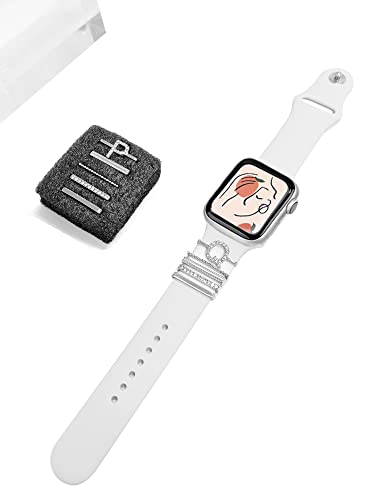Image of 5Pcs Charms for Apple Watch band 41mm 45mm 40mm 44mm 38mm 42mm 46mm 49mm Women,Diamond+Metal Jewelry Decorative Ring For iWatch series 11 10 9 8 7 6 5 4 se 3 /2,Galaxy watch 7 /6 /5 /4,Strap Accessories